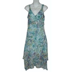 Studio 1940 Dress Vintage 90s Floral Watercolor Fairy Asymmetrical Cottage Artsy